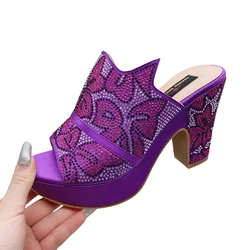 Fashion Women Shoes Purple Top Designer Sequin Platform Mules Sandals New Fashion Women's Platform Sandals Comfortable High Heel