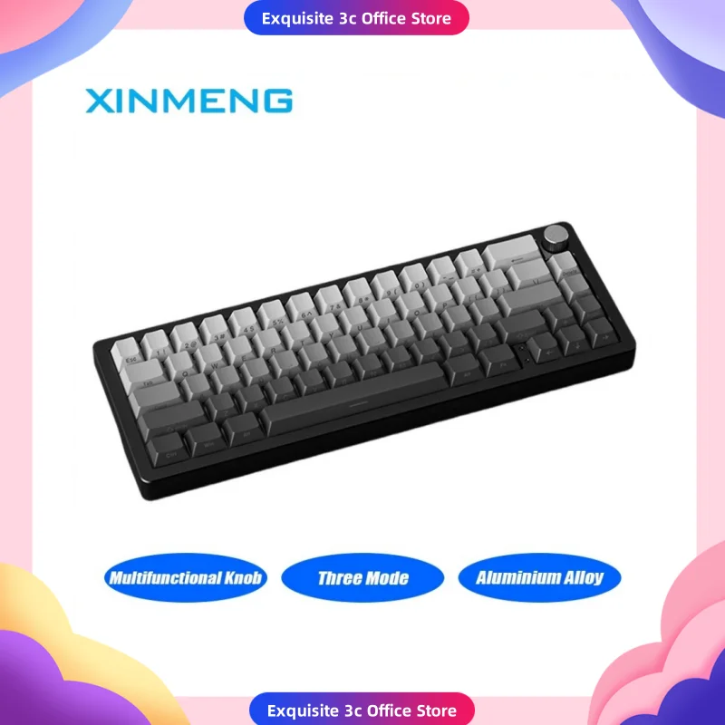 

XINMENG A66 Mechanical Keyboard Aluminium Alloy Multifunctional Knob Three Mode Wireless Gaming Keyboard Hot Swap Pc Gamer Mac