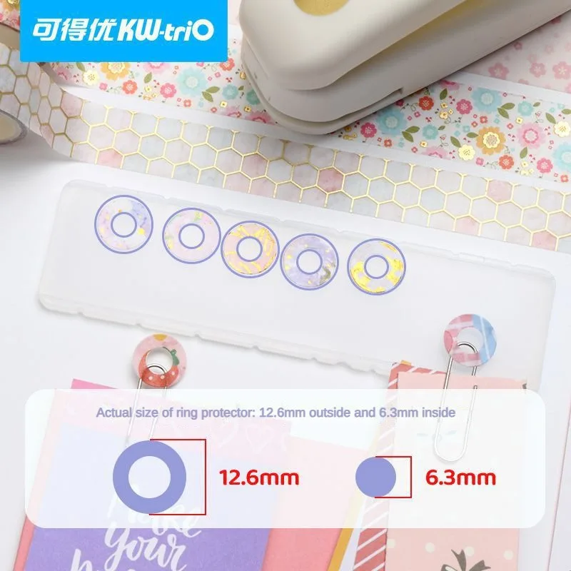 Hole Puncher Paper Tape Protector Self-Adhesive Loose-Leaf Paper Hole Reinforcement Labels Round Stickers Hole Punch Stationery
