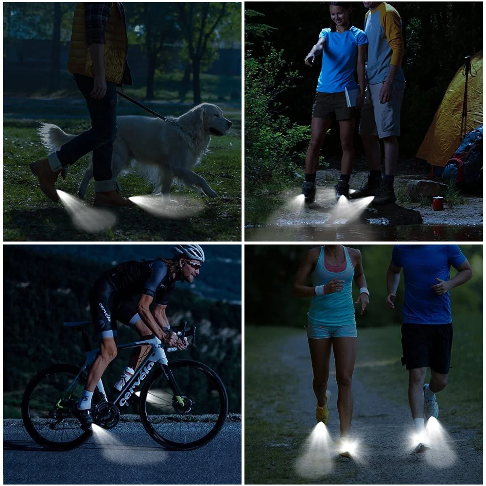 2PCS Headlights For Clogs Shoes Rechargeable Super Bright Walking Lights IPX6 Waterproof Flashlight Attachment for Croc Shoes