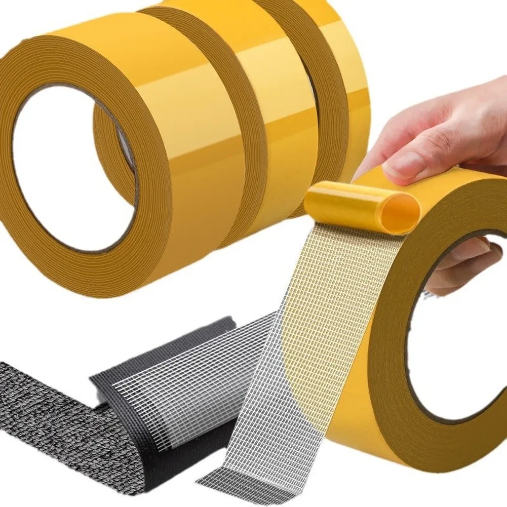 Extra Strength Double Sided Tape with Mesh Core for Reliable Adhesion Waterproof Tear-Resistant and Clean Peel-Off Performance