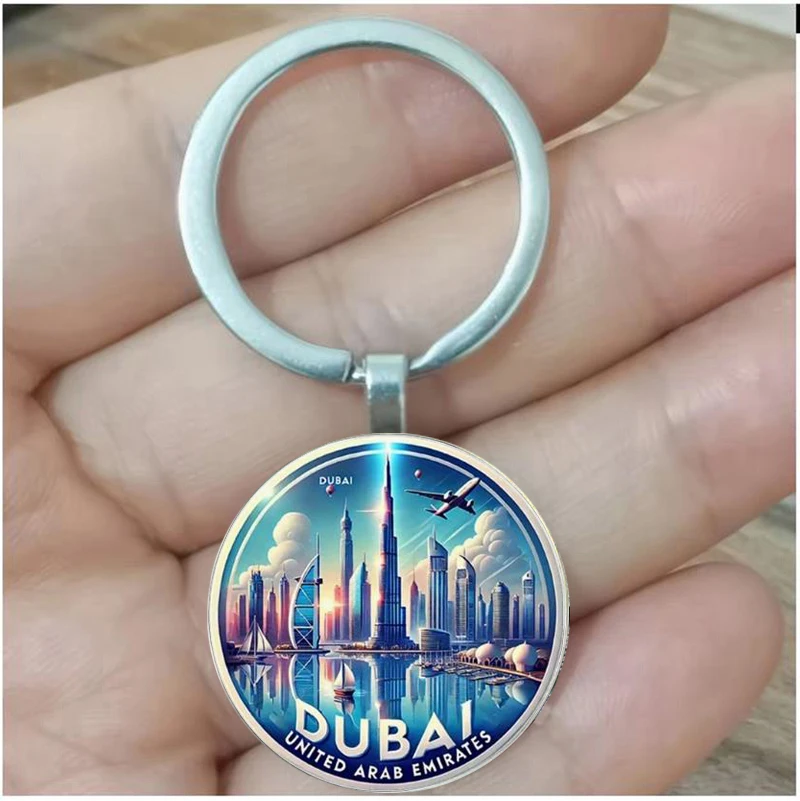 Llavero Dubai City: aleación de zinc de estilo retro con Burj Khalifa, Jumeirah Palm y diseño gráfico |   Ideal para cumpleaños, nuevo sí