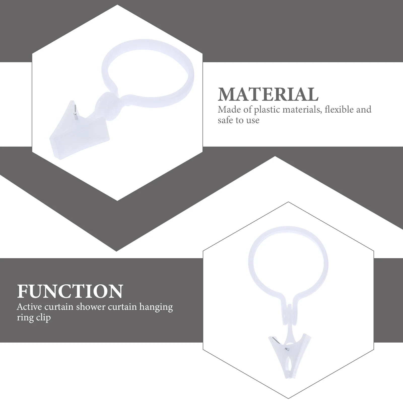 80pcs Clips With Rings For Shower Curtain Drapes Tapestry Household Curtain Ring Clip Accessories Drapery Hanging Rings