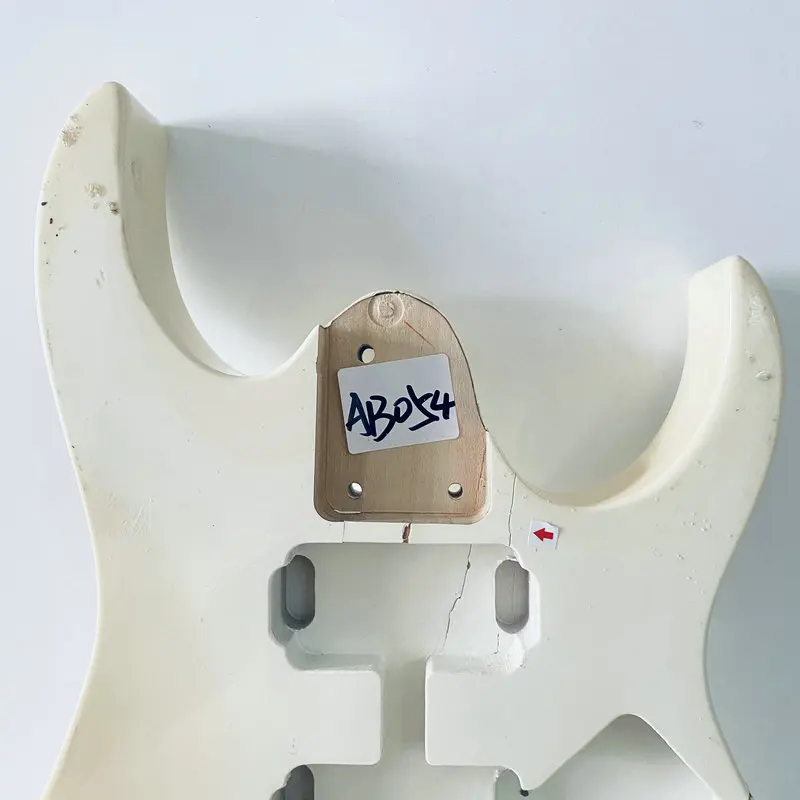 AB054 White Colpr ST Guitar Body Unfinished String Through Body Right Hand With Damages and Cracks HH Pickups Special Sales