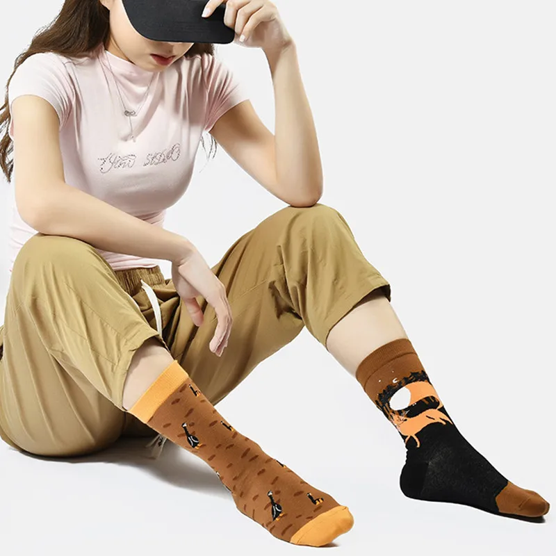 2023 Autumn New Idea New Definition Fashion Women\'s Socks Cotton AB Asymmetry Cute Fun Design Student Socks Shopping Casual Sock