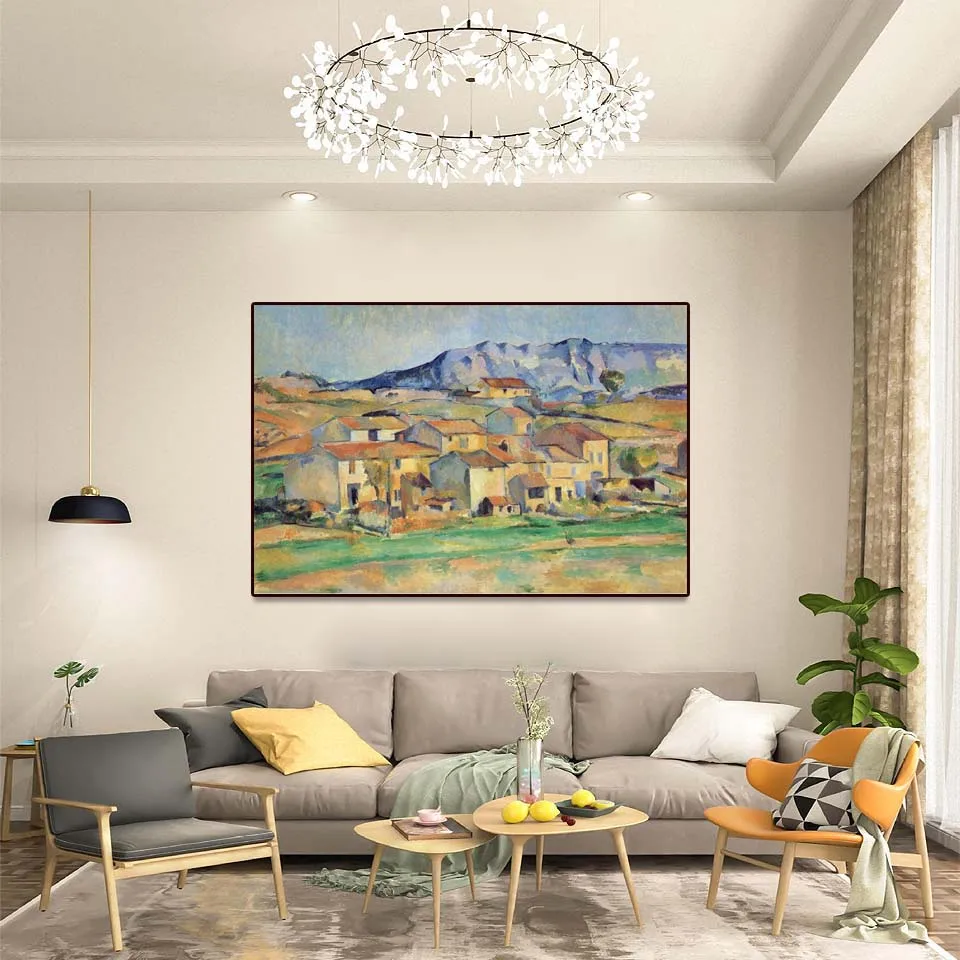 لوحة زيتية مرسومة يدويًا عالية الجودة من Mont Sainte-Victoy بواسطة Paul Cezanne لوحة زيتية للمناظر الطبيعية ديكور فني جداري من القماش