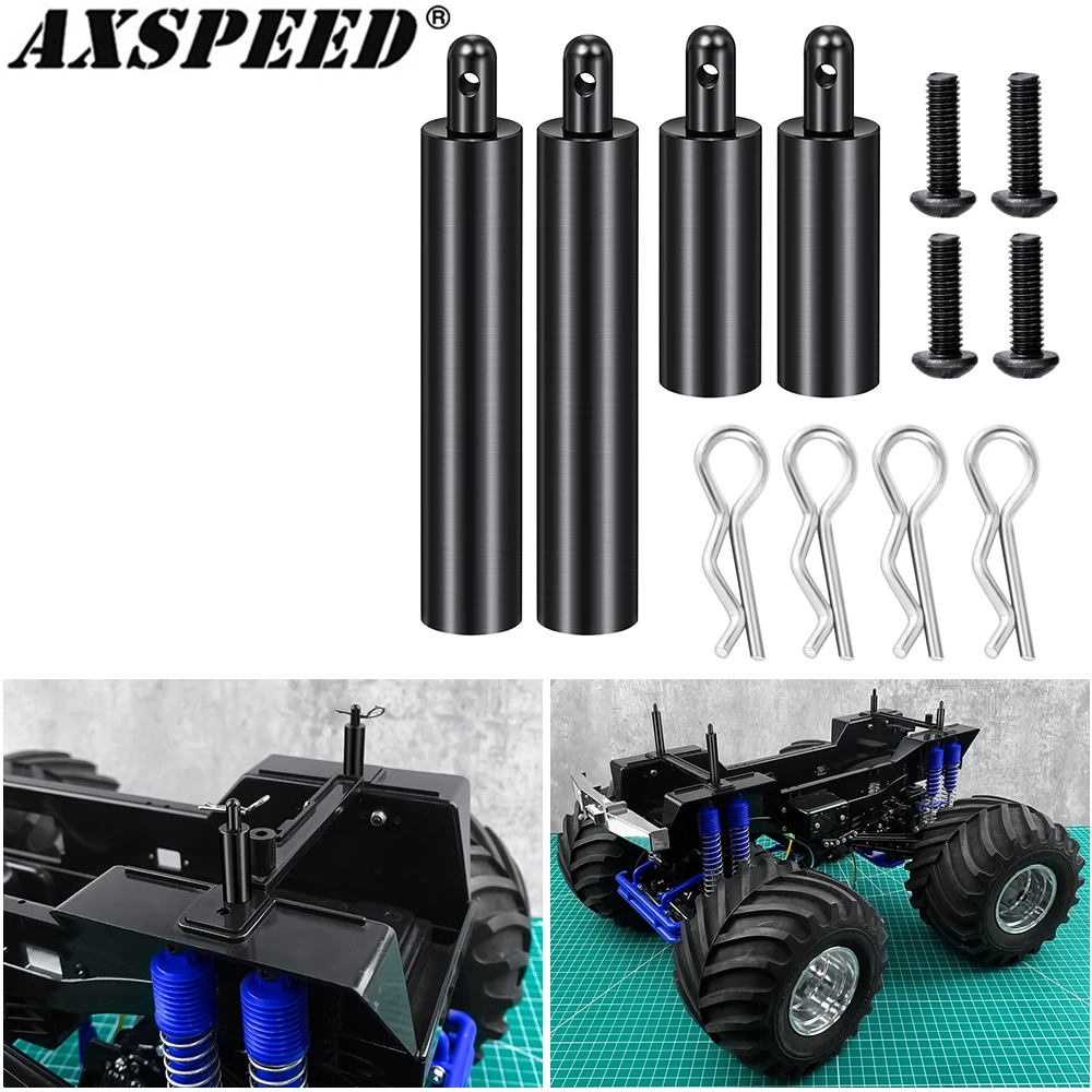 AXSPEED Aluminum Alloy Body Post Mounts Front Rear Shell Column for Tamiya 1/10 Clod Buster Truck Upgrade Accessories