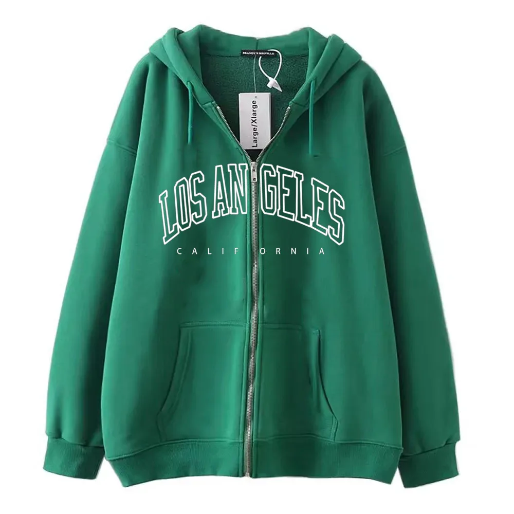 Loose and casual new product, fashionable zipper hooded sweatshirt for men and women, European and American, Los Angeles, Califo