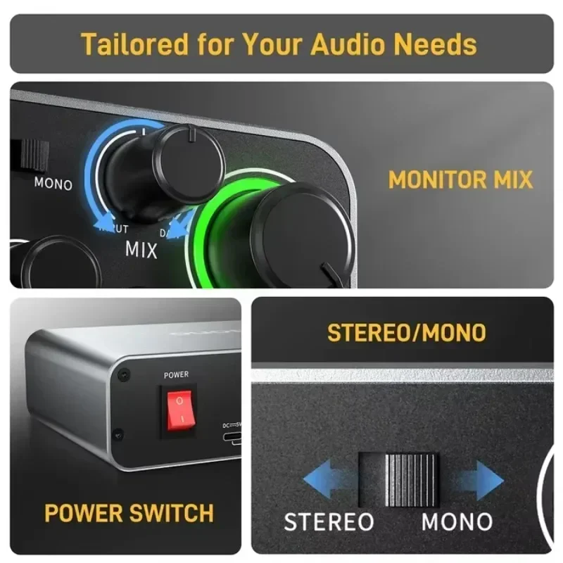 Interfaces de audio profesionales MAONO PS22 en stock, mezcladores, tarjeta de sonido externa, software de enrutamiento, grabación, podcasting, producto musical