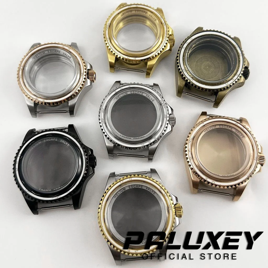 Pvd 44mm profunda mar homenagem grande cristal de safira à prova dwaterproof água caso relógio caber nh35 nh36 nh34 nh38 nh39 nh70 nh72 movimento peças relógio