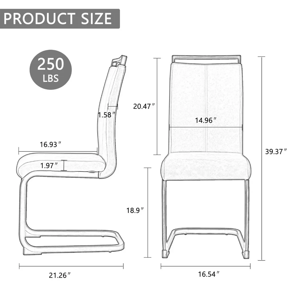 Juego de sillas de comedor modernas, asientos laterales de piel sintética con respaldo alto, para habitación y cocina, 4 unidades