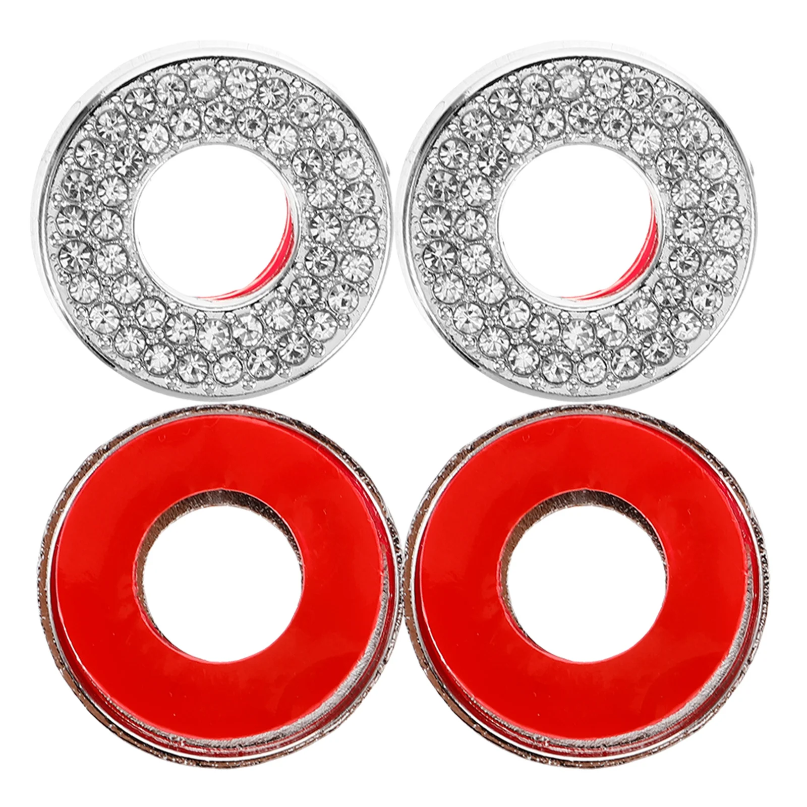 

4 Pcs Door Lock Cover Circle Decorative Rhinestones Guard Car Interior Vehicle Pull Pins Metal Automotive Accessories