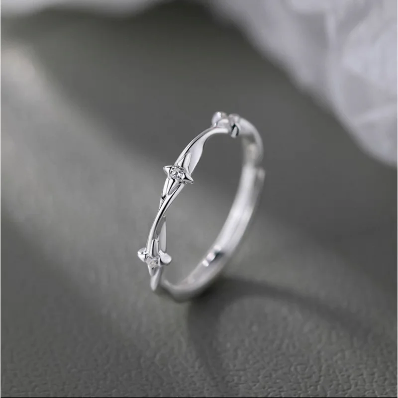 

Four Pointed Star Ring For Women Luxury Minimal Niche Design Adjustable Open Index Finger Band Jewelry