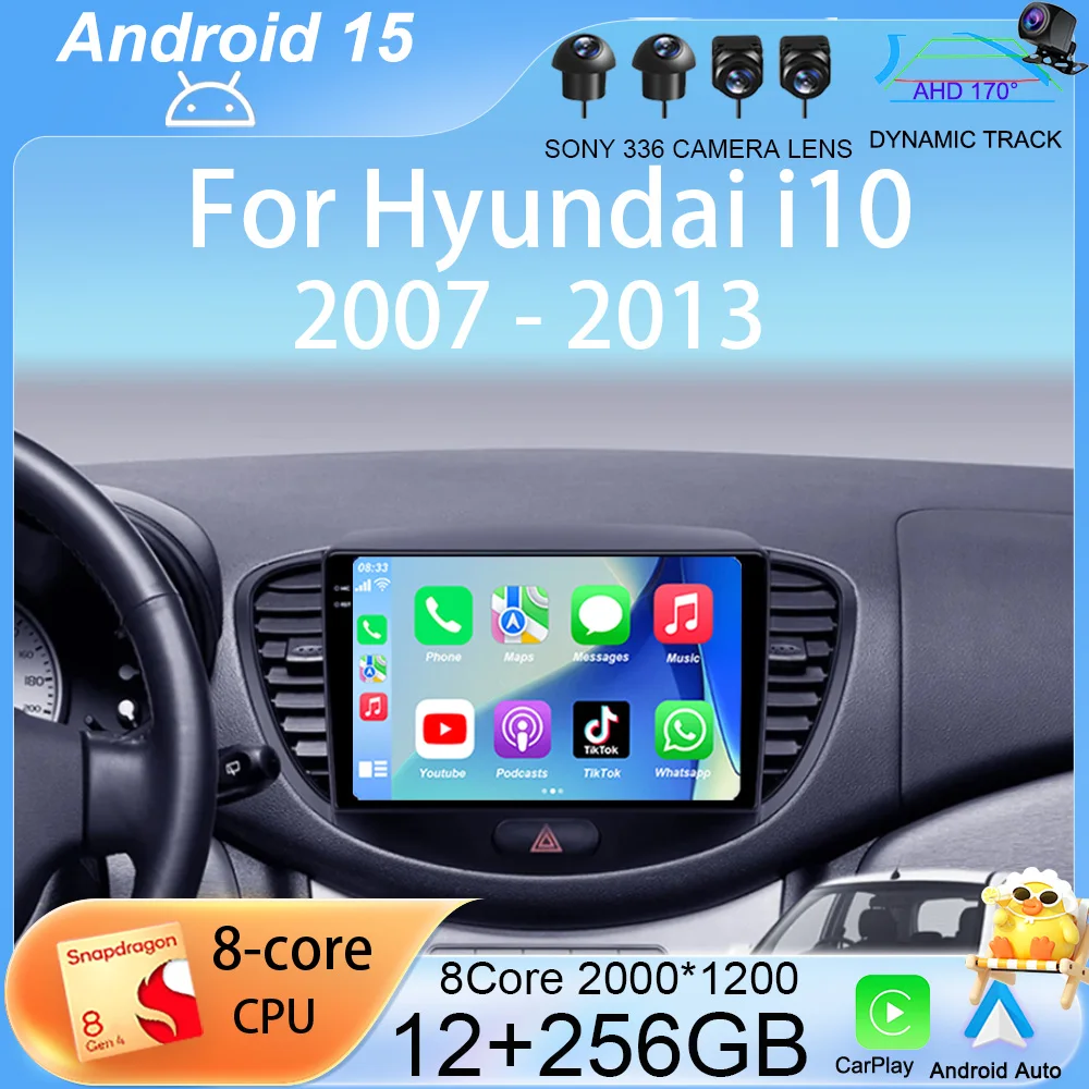 

Android 15 Auto CarPlay 2din Car Radio GPS Multimedia Video Player for Hyundai i10 2007 2008 2009 2010 - 2013 Stereo Navigation