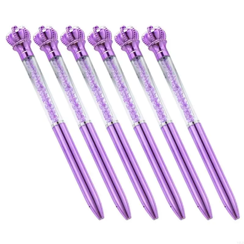 Y5LB 6 szt. Długopis z kryształkami i kryształkami, Twist Action Smooth do pisania Biurowy długopis do podpisywania dla szkoły