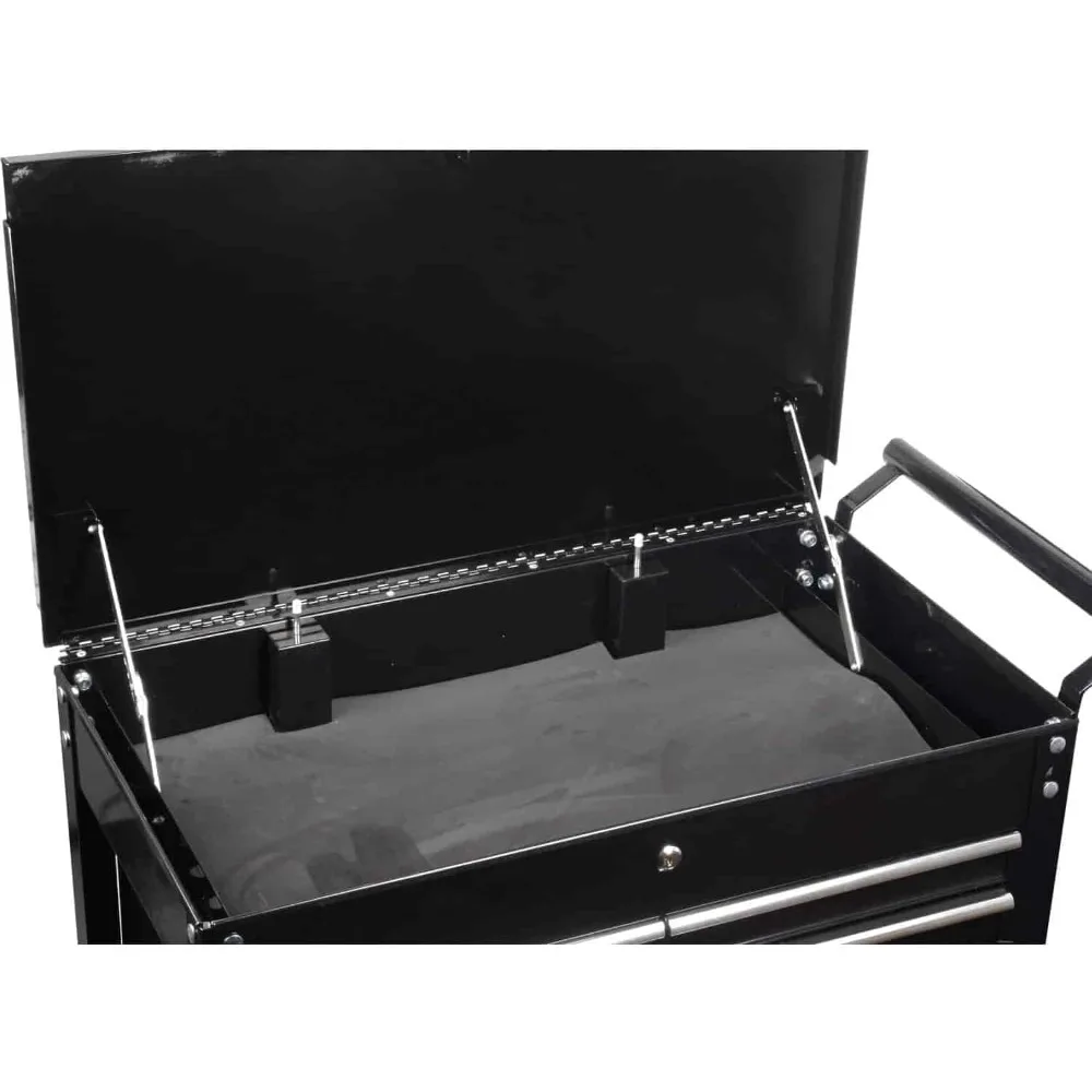 引き出し付きローリングツールボックスカート、4つのボールベアリング付きスライド式引き出し、16ゲージスチール、総容量580ポンド、黒色粉体塗装仕上げ