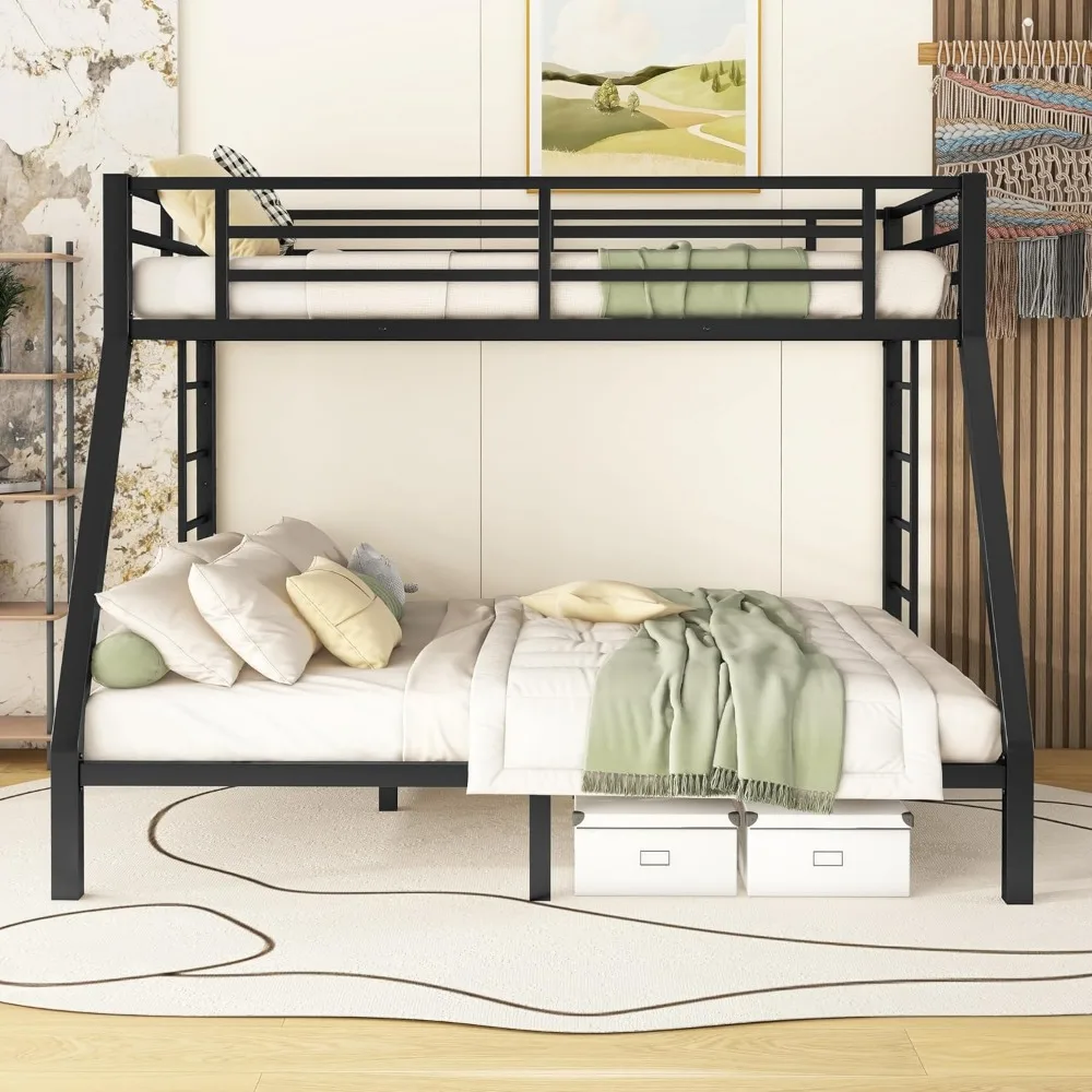 Litera de Metal para niños, cama de dormitorio, litera resistente con 2 escaleras, litera que ahorra espacio para adolescentes y adultos