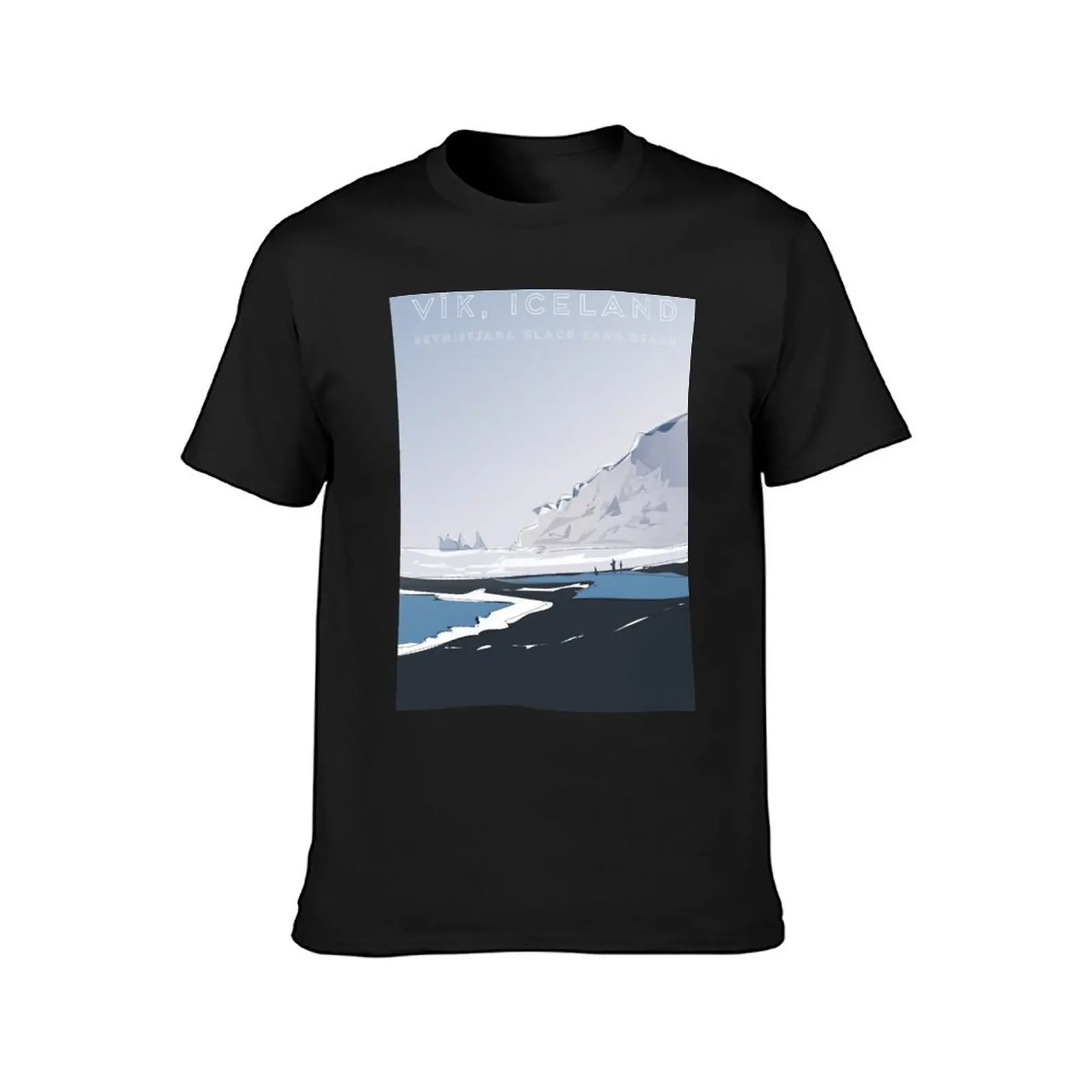 Vik Reynisfjara Black Sand Beach, Iceland Travel Poster T-Shirt plus sizes plain mens funny t shirts