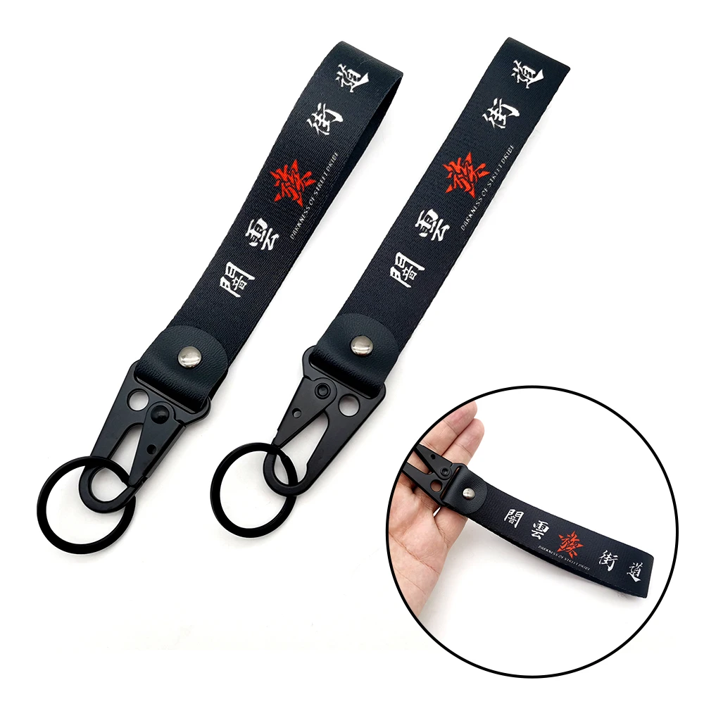 Darkness Of Street slogan mental keyring Wrist strap keychain JDM Style Key Holder For Honda Toyota Mazda Mitsubishi