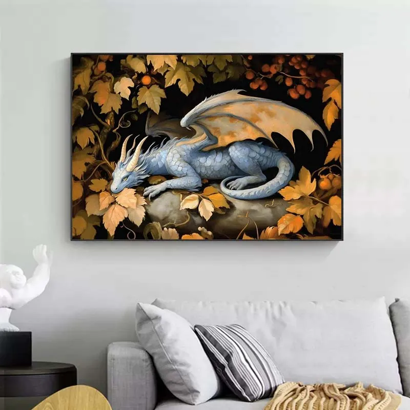 Fantasy Mysterious and Handsome Western Fairy Tales Dragon Art Posters Canvas Printing Living Room Bedroom Home Wall Decoration