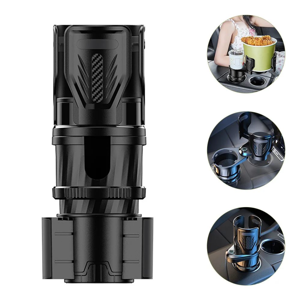 

Car Cup Holder Expander 2 in 1 ABS Material 360 Degree Rotation Drink Bottle Mount for Phone Storage Auto Accessories