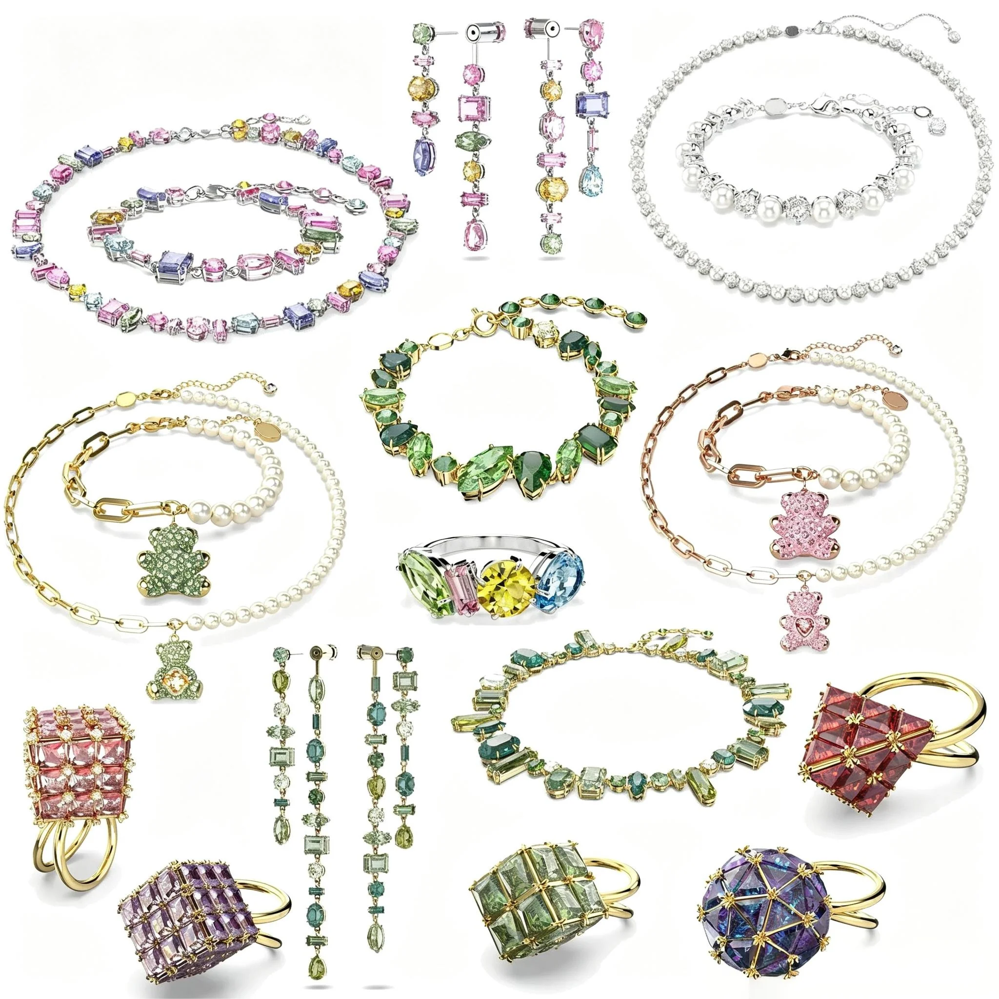 2026 new Dopamine colored necklace women's niche design high-end bracelet light luxury versatile earring jewelry set