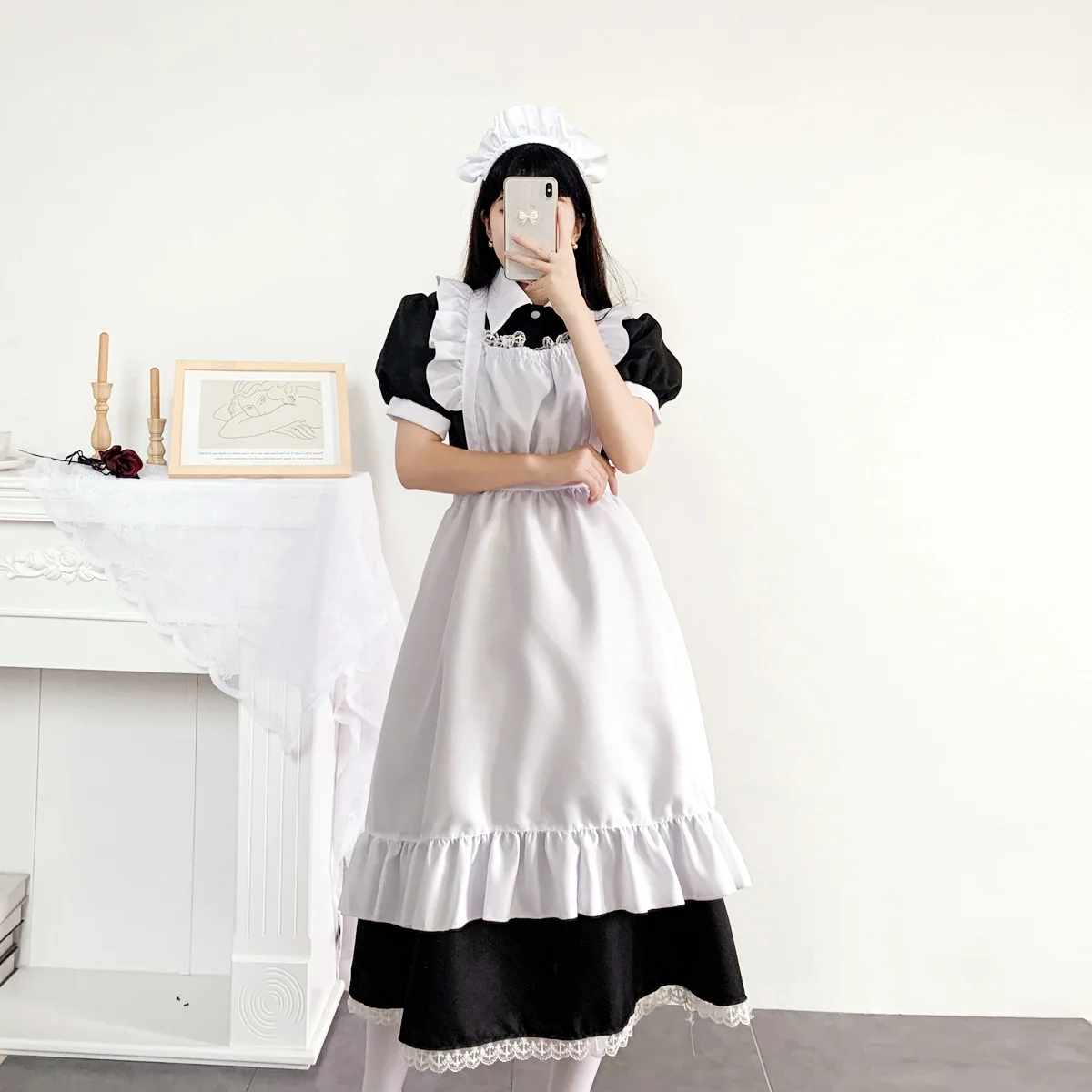 Vestido clássico feminino de empregada Lolita, roupas inspiradas no vintage, cosplay preto, manga comprida, vestido vitoriano, roupas kawaii, mulheres, 5XL