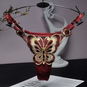 نسائي مثير فراشة دانتيل ثونغ خصر منخفض G سراويل شبكية شفافة سراويل داخلية نسائية كولوت أفضل 6 خيط تنظيف نسائية جميلة - رقم 6