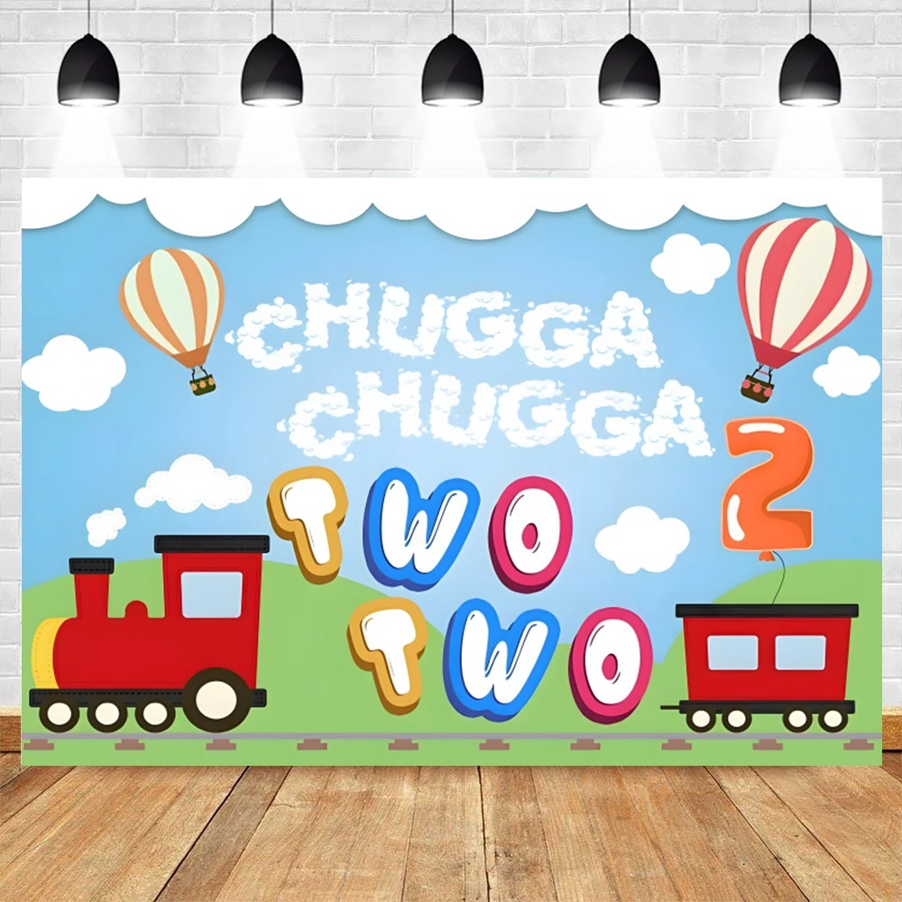 Fond de photographie de fête d'anniversaire de train de dessin animé, thème de transport, ballon de voiture, toile de fond de 1er anniversaire, studio photo, garçon, fille