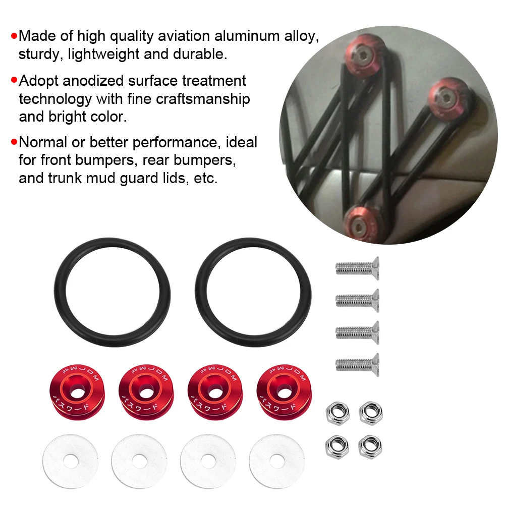 Quick Release Fasteners Rings Colorful Quick Release Fasteners Rubber Rings Kit for Car Bumper Trunk Mud Guard Lid