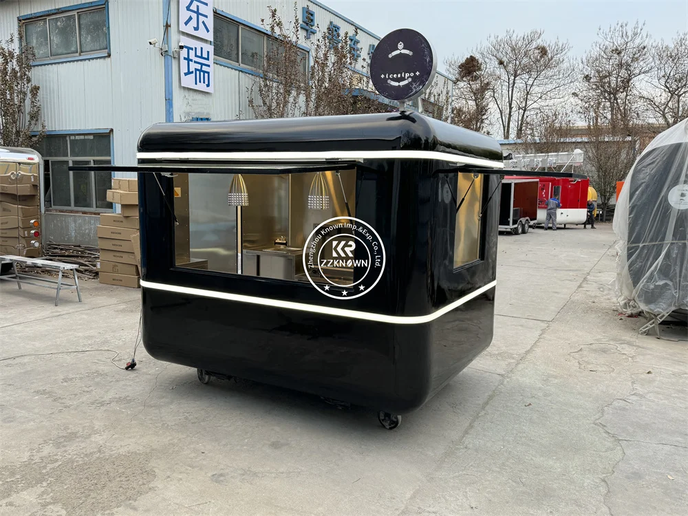 Carrello per alimenti Rimorchi per caffè gelato personalizzati Caffetteria mobile Chiosco per alimenti per gelato mobile completamente attrezzato