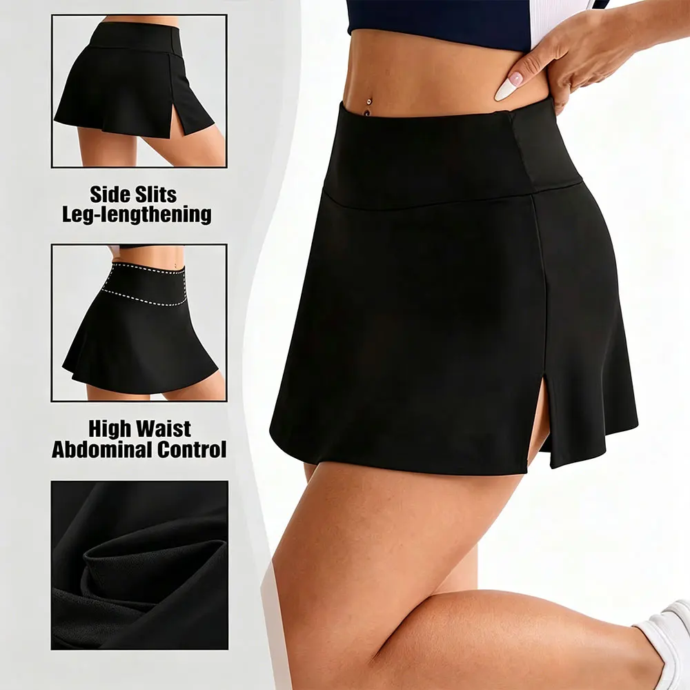 

High Waist Split Sports Skort Fashion Running Training Tennis Skirt Yoga Fitness Quick Dry Anti See Through Skirt For Workout