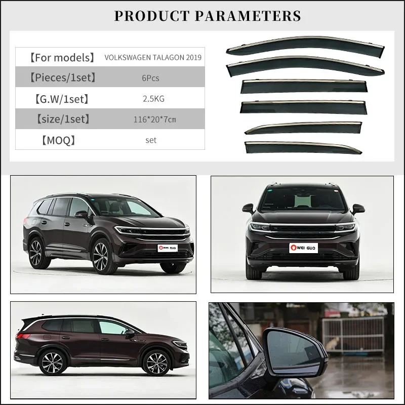 4Pcs/6Pcs For Volkswagen VW TALAGON 2018-2022 Car Window Visor Awning Shelters Windshield Side Window Rain Sun Shade Accessories