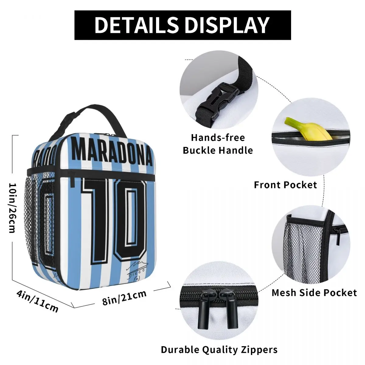 Diego Maradona 10 Product Insulated Lunch Bag School Food Box Reusable New Arrival Cooler Thermal Bento Box