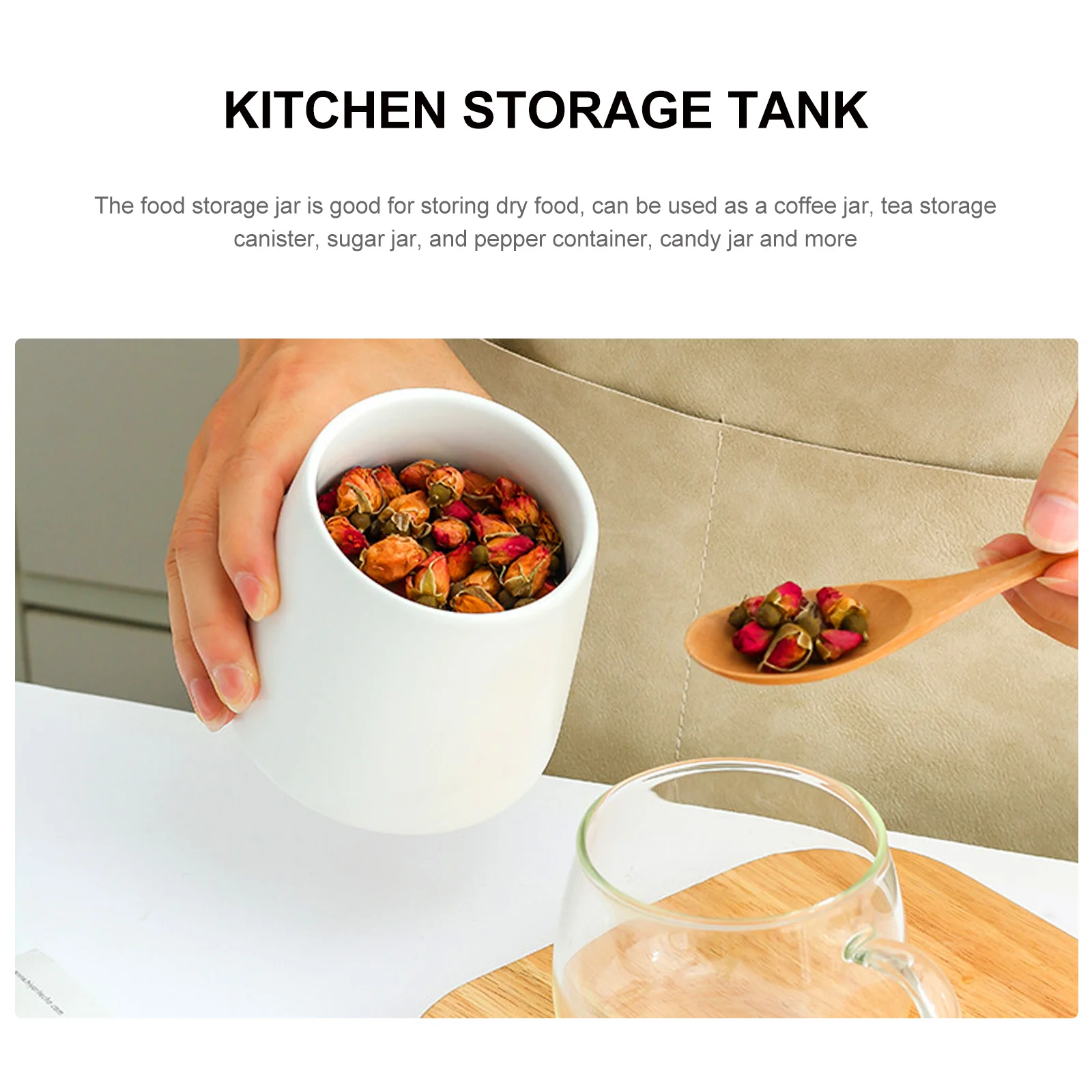 

1 Set Ceramic Storage Jar Nordic Style Food Sealed Container Kitchen Storage Tank Cereals Bottle Bamboo Lid Household Cereal