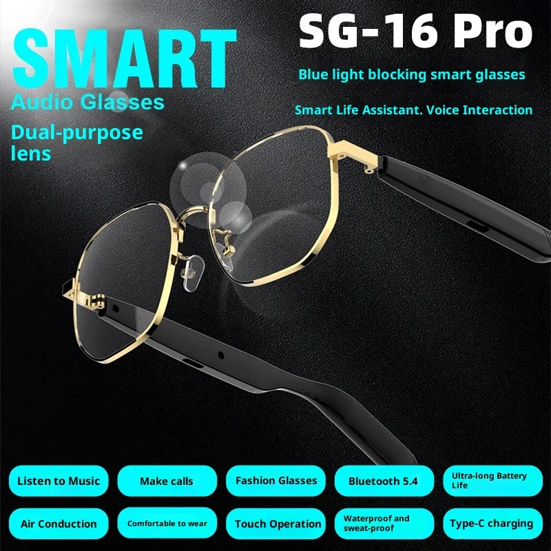 ai-translation-smart-bluetooth-glasses-prescription-glasses-custom-metal-anti-blue-retro-myopia-glasses