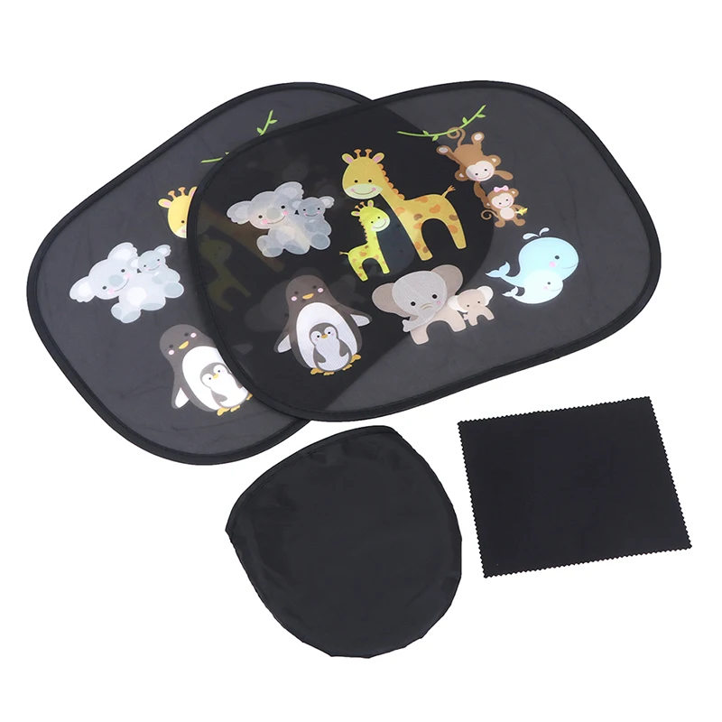 2PCS Window Sunshade Cover For Baby Kids Universal Car Styling Foldable Cute Cartoon Car Sun Shade Cover UV Protect Curtain Side