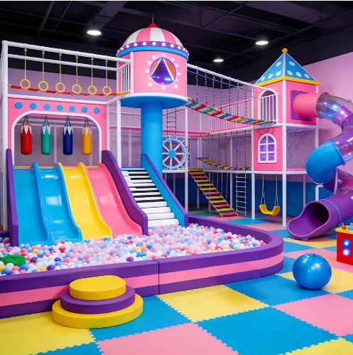 Kids Play Zone Toys - 屋内遊具、子供用おもちゃ、滑り台、フォームピット、遊園地、簡単組み立て、安全な遊び場、楽しいキッズゾーン