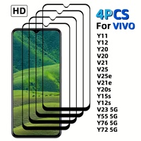 4PCS Tempered Glass For Vivo Y11 Y12 Y20 V20 V21 V25 V25E V21E Y20S Y15S Y12S V23 5G Y55 5G Y76 5G Y72 5G Screen Protector