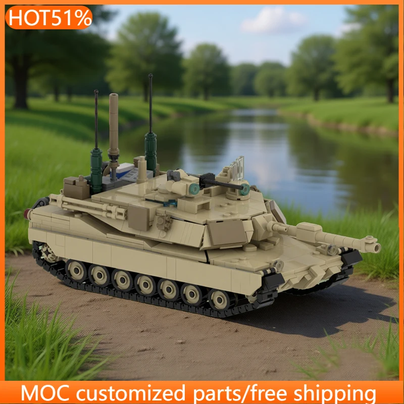 

1077 PCS Military Tank Model M1A2 Abrams MOC Customize Modular Building Block Simple Brick Design Kids DIY Festival Toy Gift
