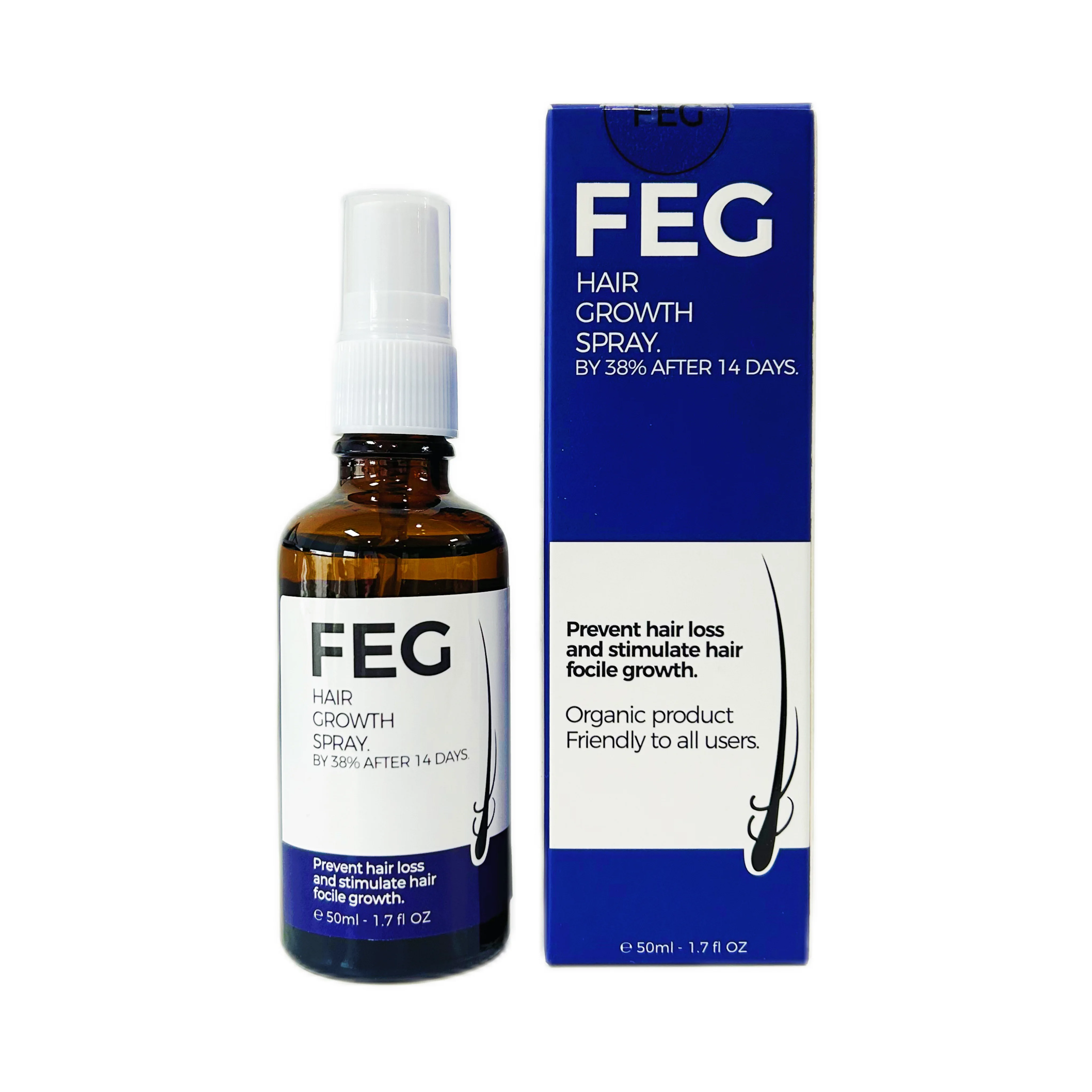 Spray de crescimento capilar feg, Perda de cabelo recente, Crescimento de estimulação, Promover o crescimento do cabelo, Mais espesso e espesso, 50ml