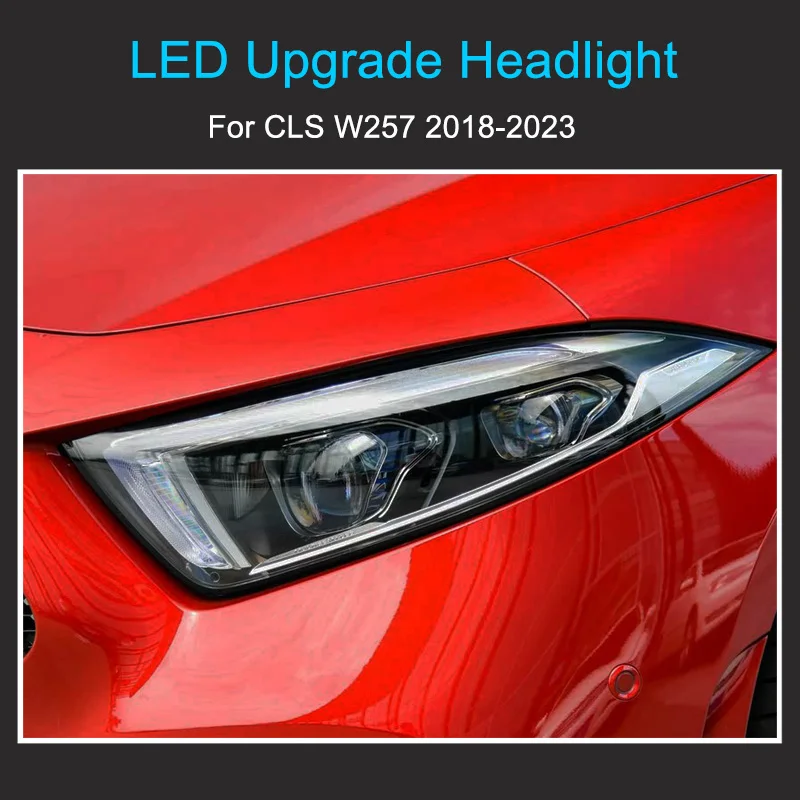 LED ترقية المصابيح الأمامية لبنز CLS W257 2018-2023 المصابيح الأمامية التوصيل والتشغيل LED DRL الرسوم المتحركة ضوء ترقية مصابيح أمامية