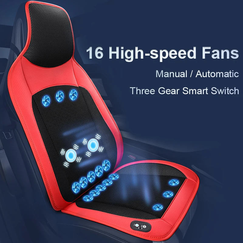 1Pcs car ventilation cooling massage seat cushion is suitable for all cars, car adjustable temperature 16 fans are powerful