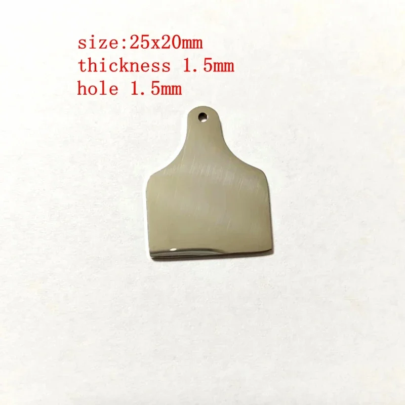 5pcs Mirror Polish Stainless Steel Cattle Tag 20x25mm Blank Cow Tag