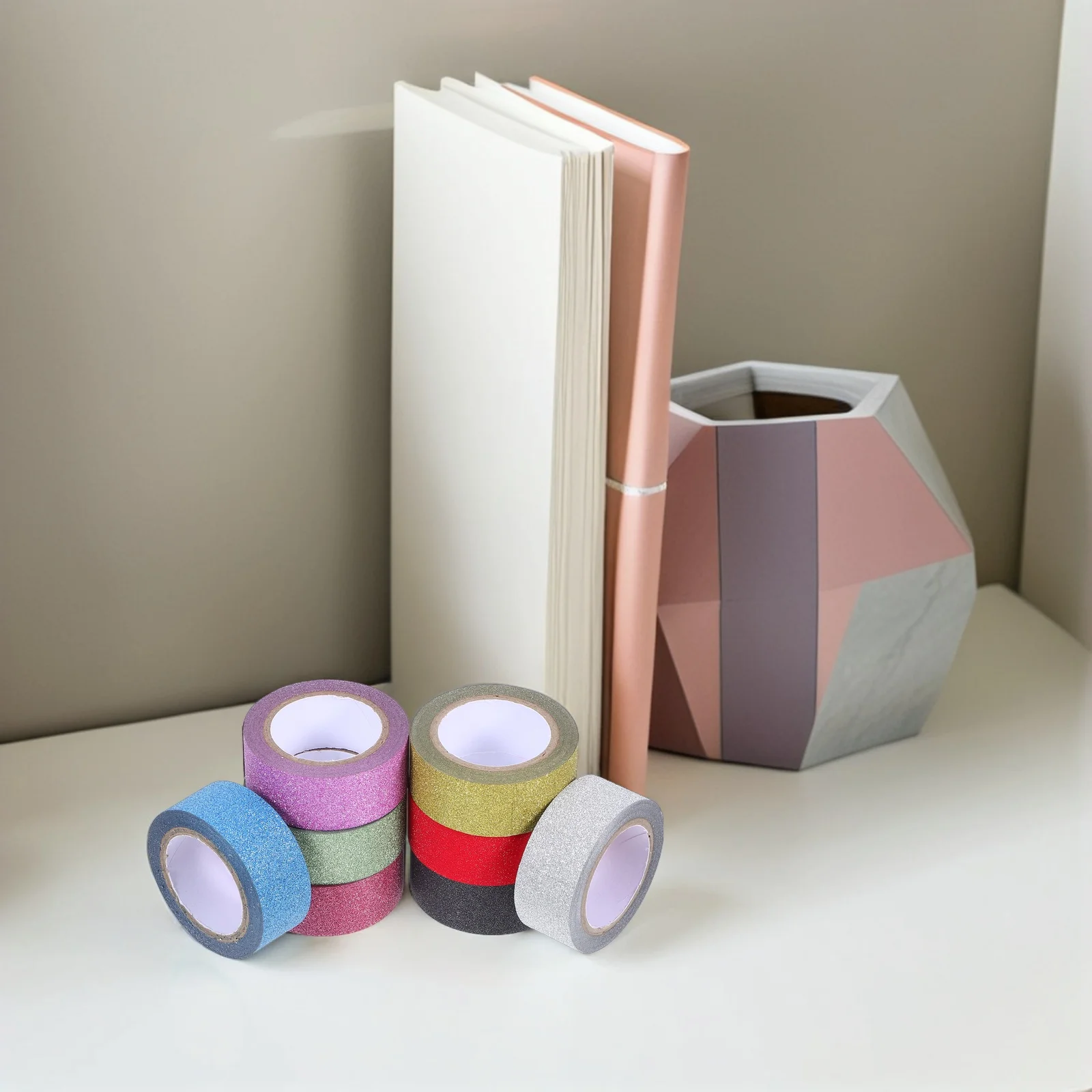 

8 Rolls 15mmx5M Decorative Glitter Tape Scrapbooking Card Making Washi Tapes Golden Silver Cute Metallic Paper Craft