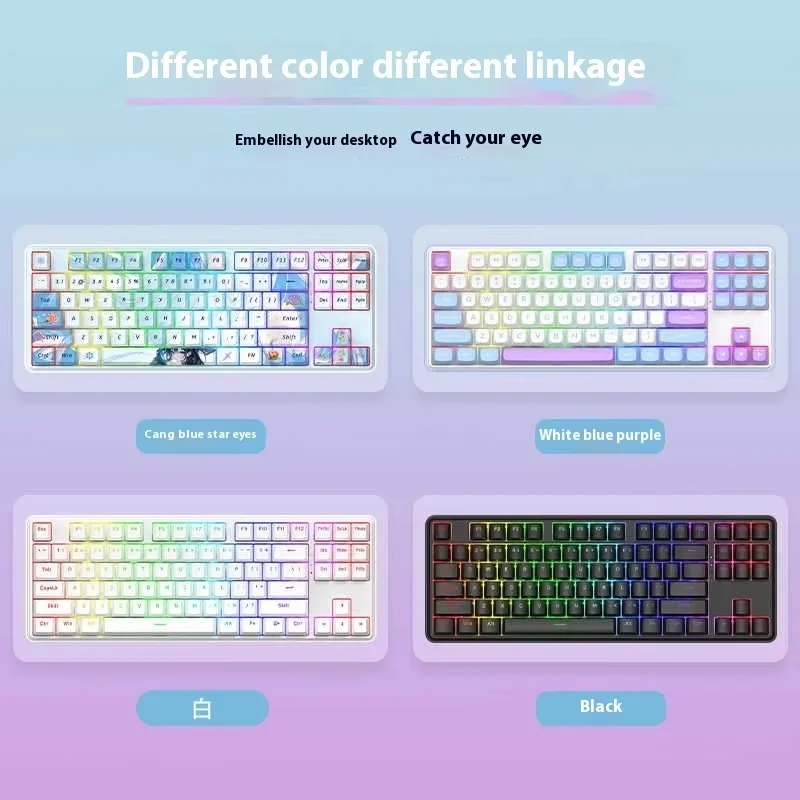 Red Dragon Ks87 3-Mode Mechanical Keyboard Hot-Swappable Gasket Structure Full Key Non-Impact Rgb Gaming Keyboard For Gamer Gift