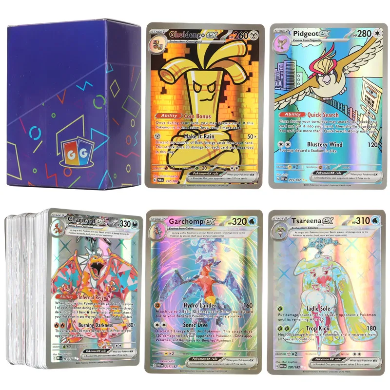 Versão em inglês pokémon tcg: scarlet & violeta 100 peças cartão raro ex pokemon titânio cristal charizard cartão de batalha