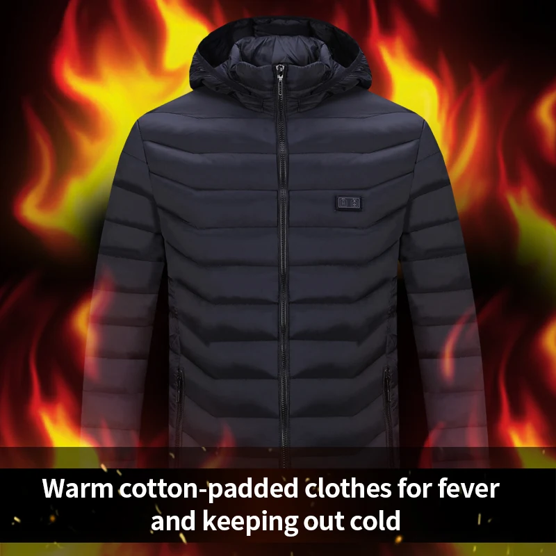 Men Winte Double switch 11 zone heating USB Heating Jackets Smart Thermostat Hooded Heated Clothing Warm Jackets