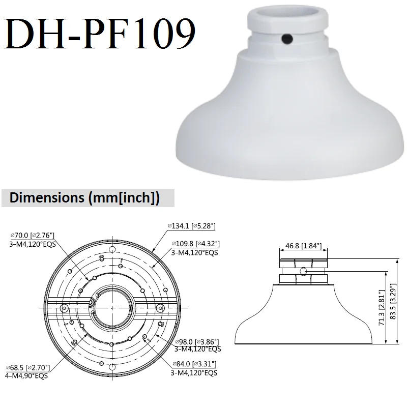 Aluminum Alloy DH-PFA106 DH-PFA107 DH-PFA108 DH-PFA109 DAHUA Dahua dome camera mounting bracket Special adapter plate Mount