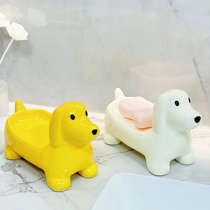 

Держатель для мыльницы, мыльница для собак с колбасой без накопления воды, милая мыльница, керамическое украшение для домашнего хранения
